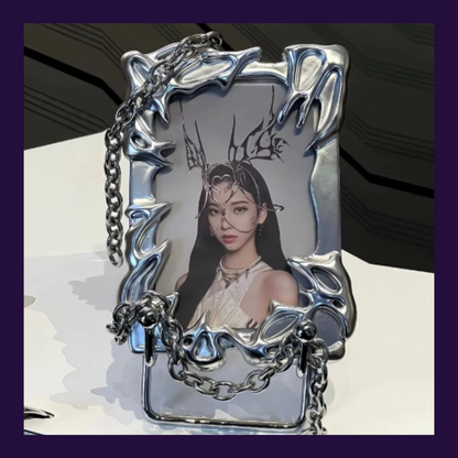 Photo Card Holder Y2K Silver Plating Irregular Frame.